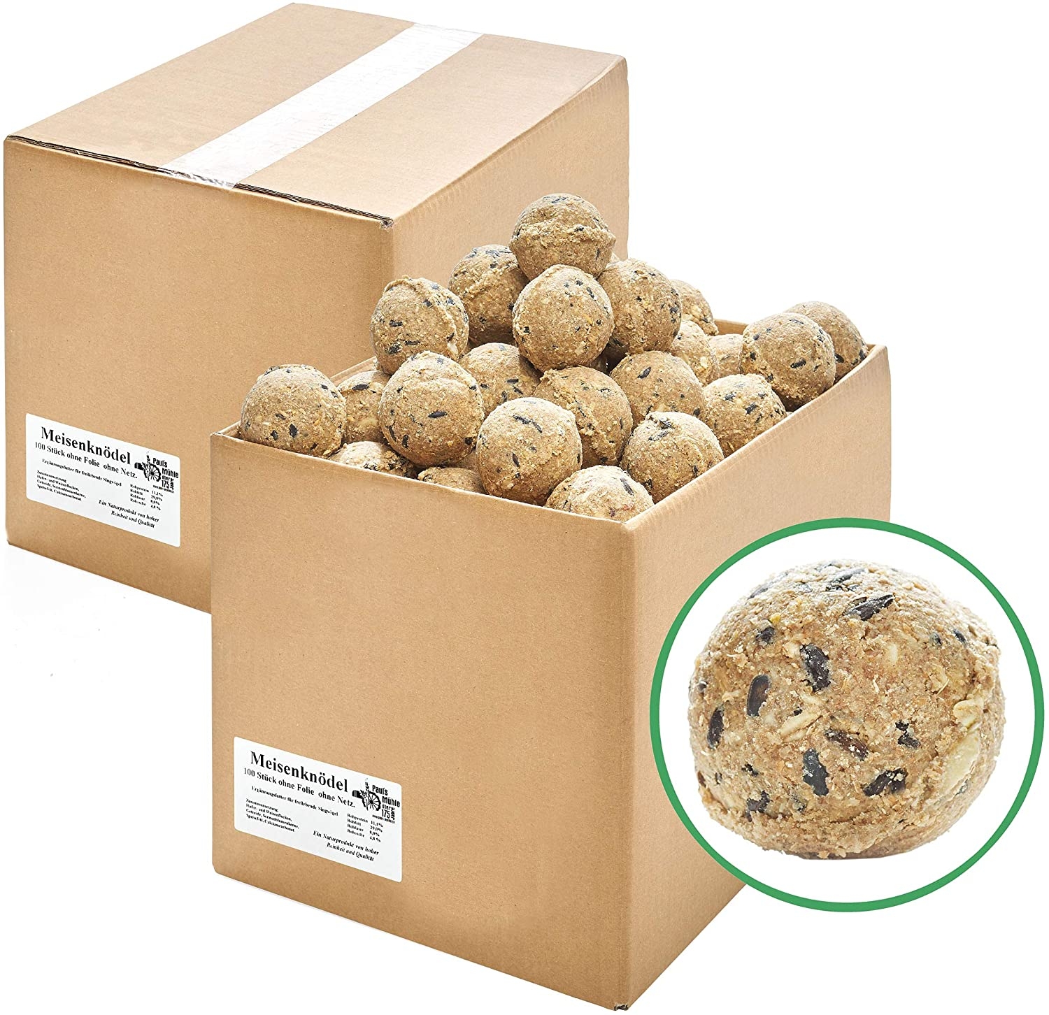 Meisenknödel ohne Folie ohne Netz 2 x 100 Stück (2 Kartons)