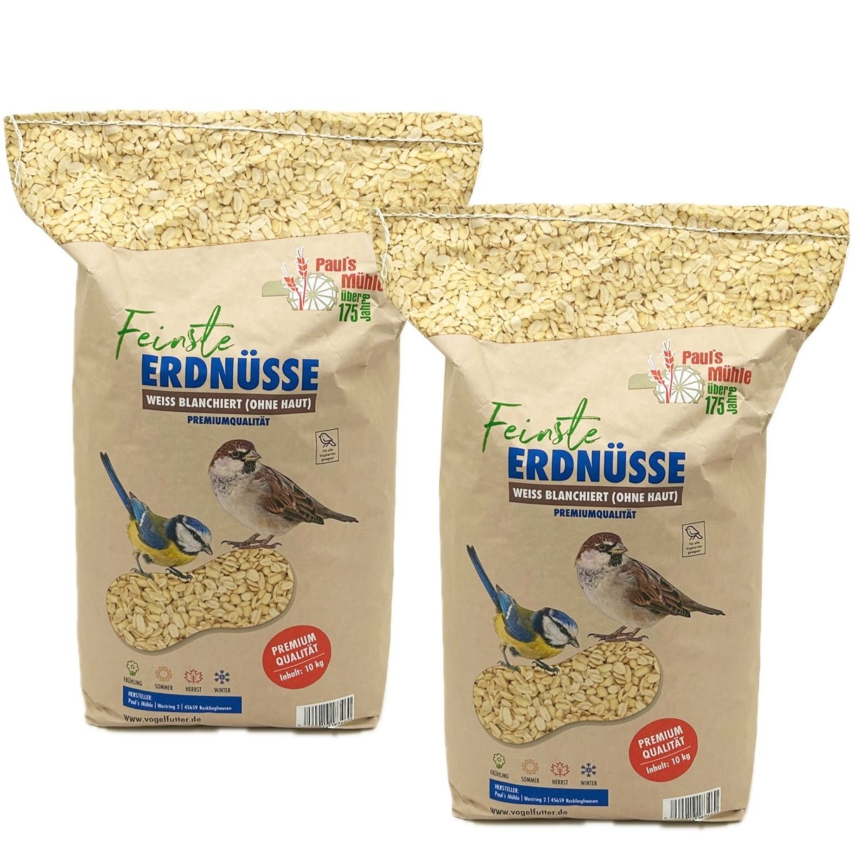 Paul's Mühle Erdnüsse weiss blanchiert ohne Haut 2 x 10 kg