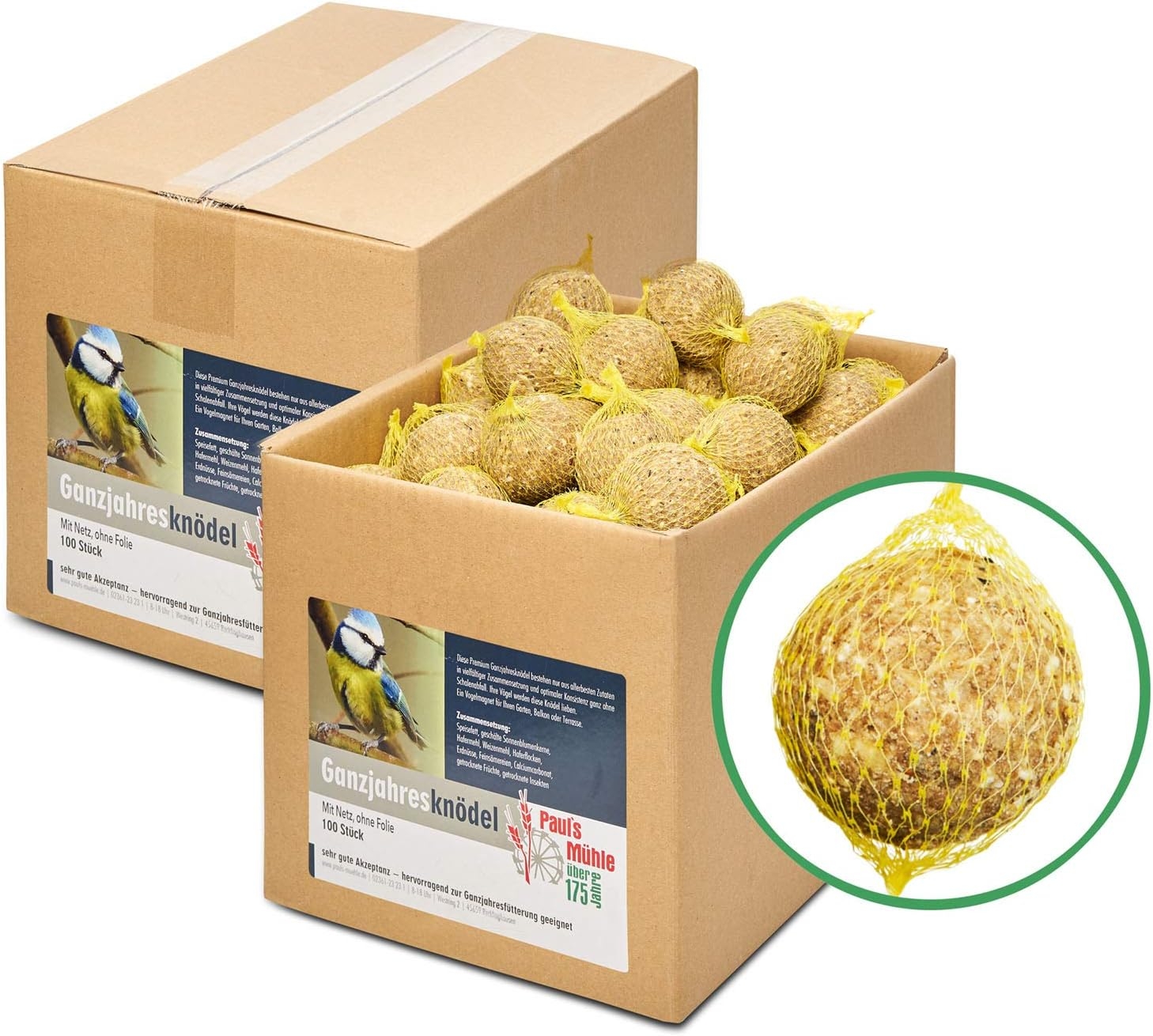Paul's Mühle Ganzjahresknödel mit Netz 2 x 100 Stück (2 Kartons)