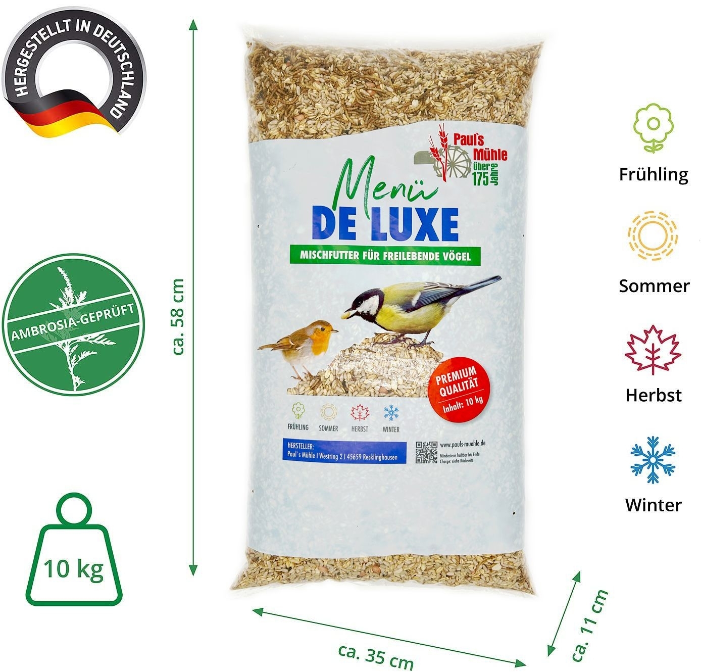 Paul's Mühle Wildvogelfutter Deluxe 2 x 10 kg