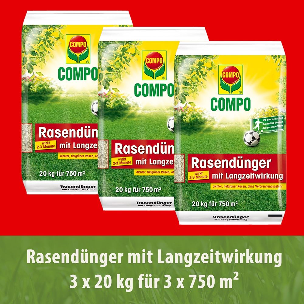 Compo Rasendünger mit Langzeitwirkung  3 x 20 kg f