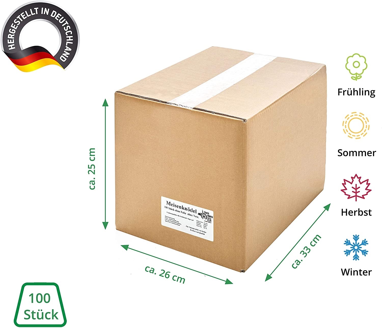 Meisenknödel ohne Folie ohne Netz 2 x 100 Stück (2 Kartons)