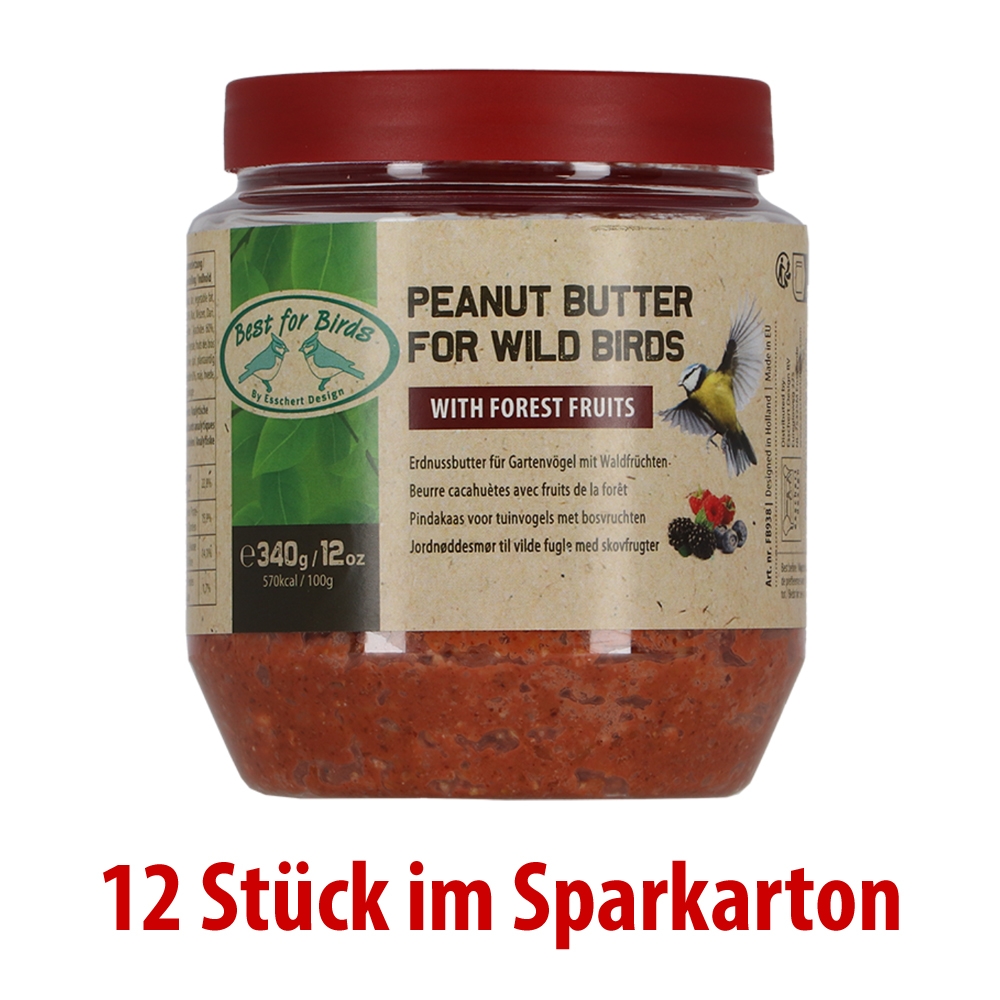 Esschert Design Waldfrucht Erdnussbutter für Wildvögel FB938 12 x 340 g (= 4,08 kg)