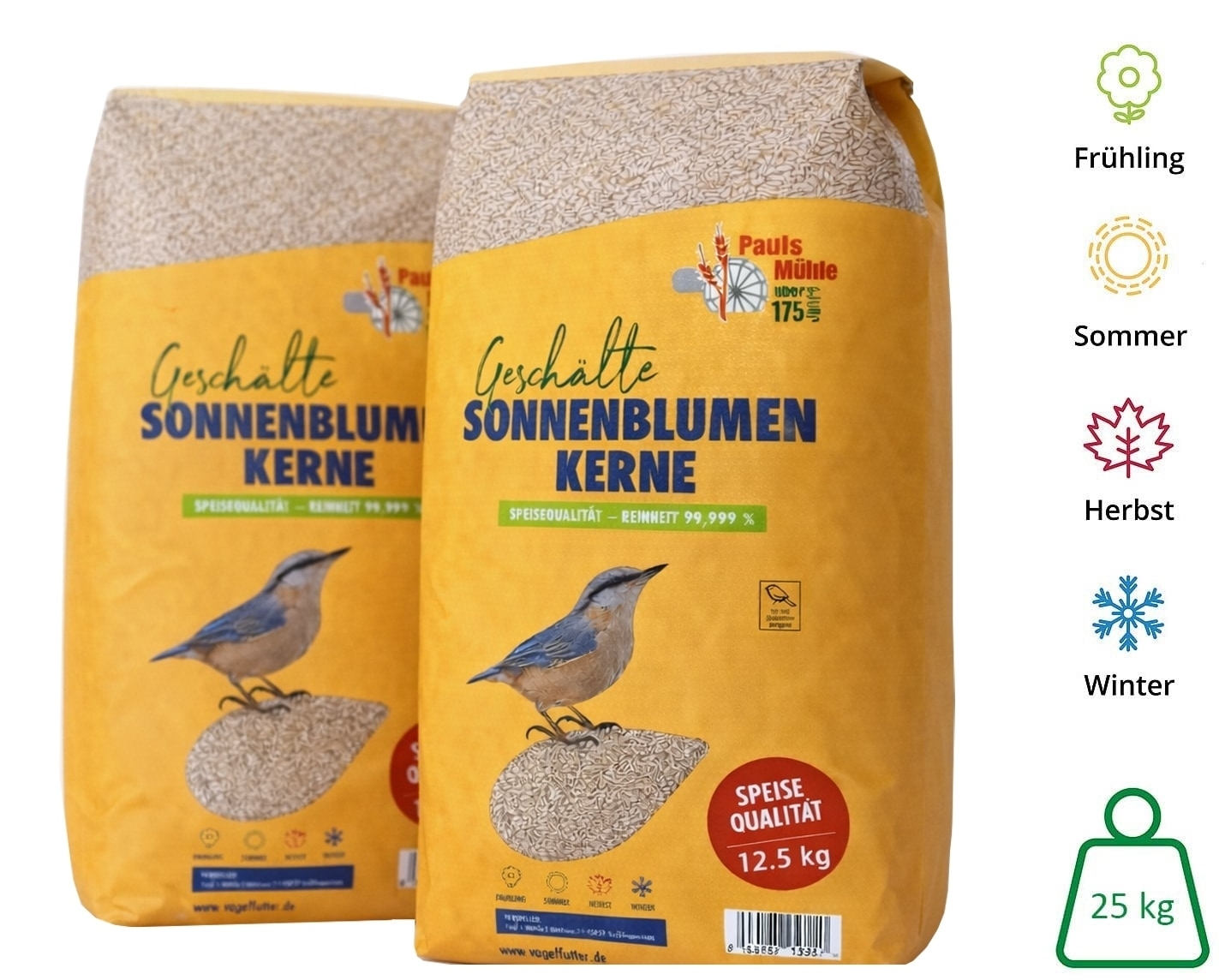 Paul's Mühle Sonnenblumenkerne geschält 2 x 12,5 kg