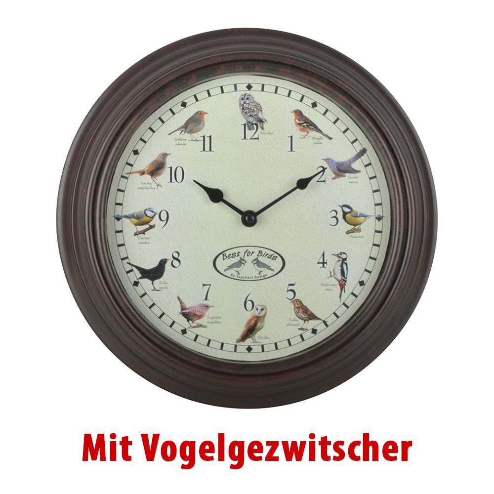 Esschert Design Uhr mit Vogelgezwitscher